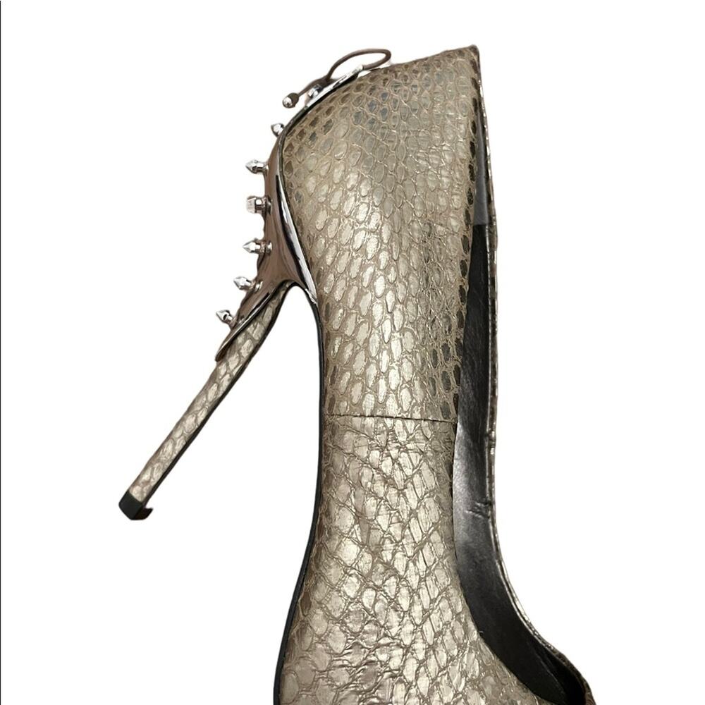 Sam Edelman Womens Evan Corset Python Heels Metallic Pewter 7